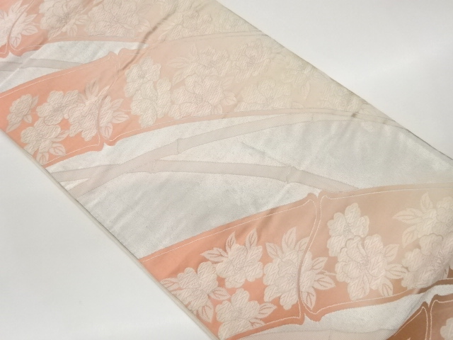 JAPANESE FUKURO OBI / WOVEN FLOWER & BAMBOO